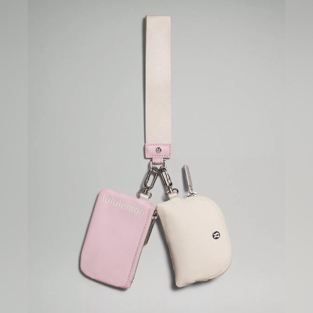 Lululemon Dual Pouch Wristlet - White Opal and Pink Peony NWT